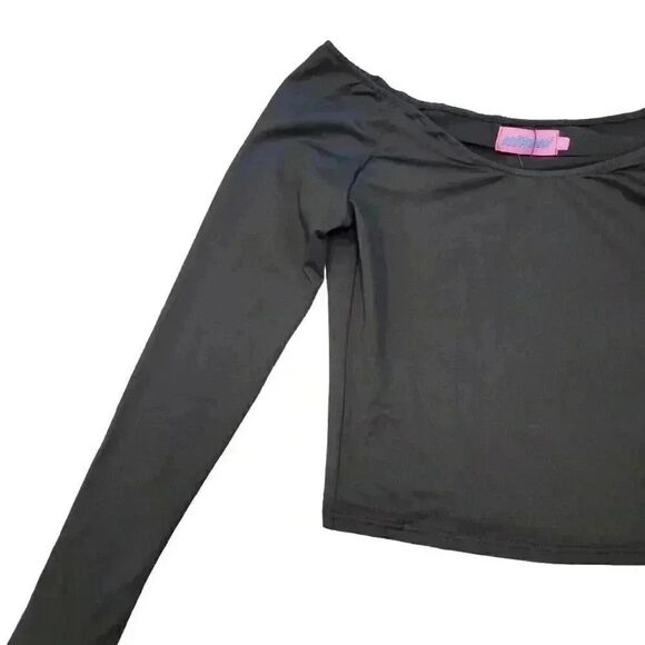 Edikted Women's Black Cotton/Spandex Tahlia Off the Shoulder Crop Top NEW - Picture 6 of 16